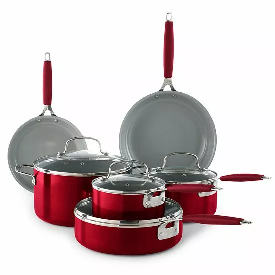 Food Network™ 10-pc. Nonstick Ceramic Cookware Set Red 12 Food Network™ 10-pc. Nonstick Ceramic Cookware Set Red - Image 11