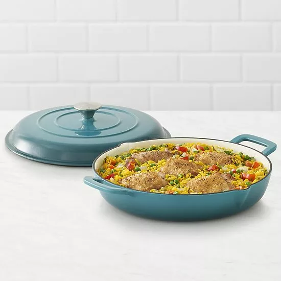 Food Network™ 3.5-qt. Enameled Cast-Iron Braiser With Lid Red 4 Food Network™ 3.5-qt. Enameled Cast-Iron Braiser With Lid Red - Image 2