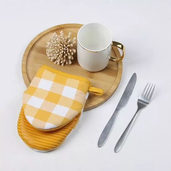 Food Network™ Turmeric Buffalo Check Mini Oven Mitt 4 Food Network™ Turmeric Buffalo Check Mini Oven Mitt - Image 2