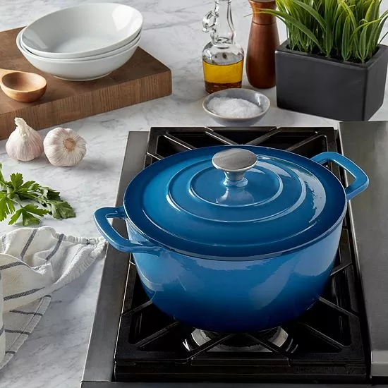 Food Network™ 5-qt. Enameled Cast-Iron Dutch Oven Gray Ombre 8 Food Network™ 5-qt. Enameled Cast-Iron Dutch Oven Gray Ombre - Image 6