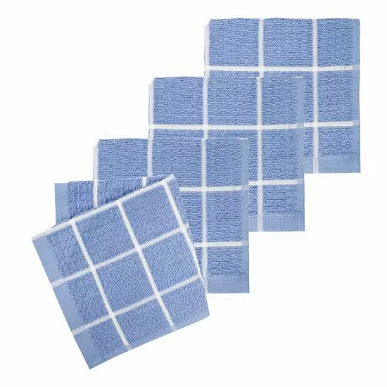 Food Network® Windowpane Grid Dishcloth 4-pk. Blue 6 Food Network® Windowpane Grid Dishcloth 4-pk. Blue - Image 4